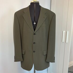 Men’s 2-Piece Wool Suit – Olive / Khaki – 42R Jacket, 34/36W Trousers – Woolmark